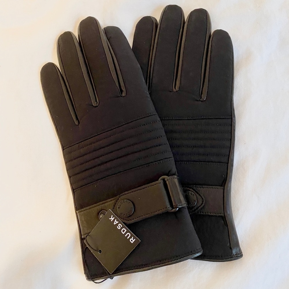 Leather & Nylon Touchscreen Gloves